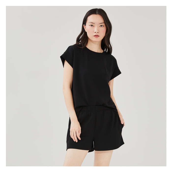 Women's Rib Wide Leg Pajama Short
